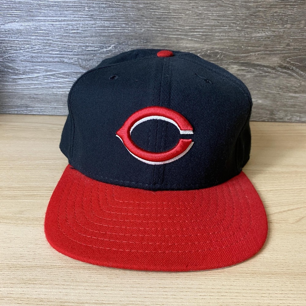 Vintage Cincinnati Reds Hat Cap Snap Back Black Red MLB Baseball New Era 90s